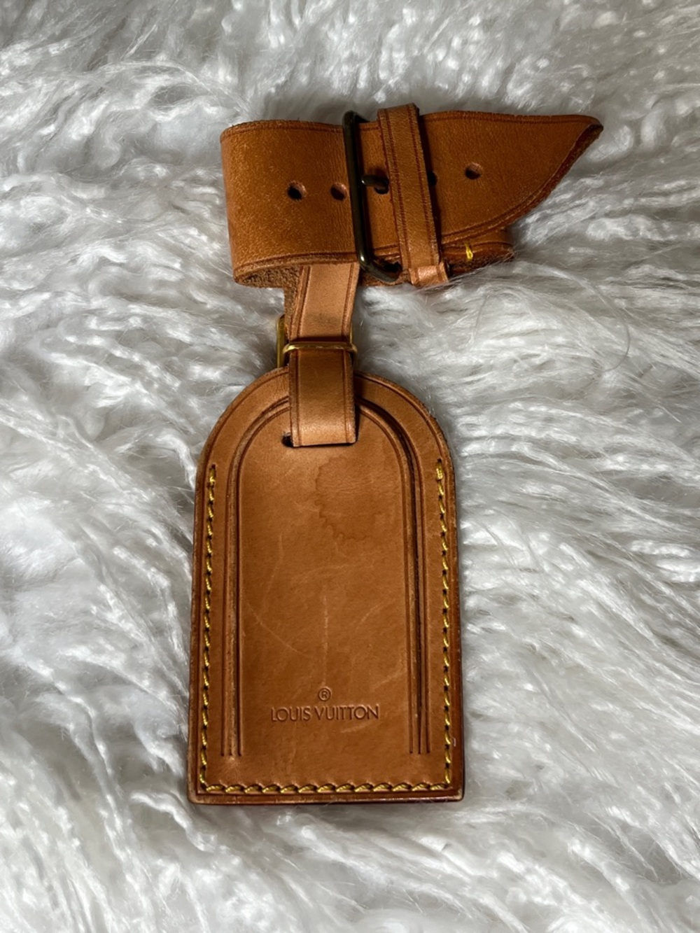 Louis Vuitton Brown Leather Luggage Tag with Strap